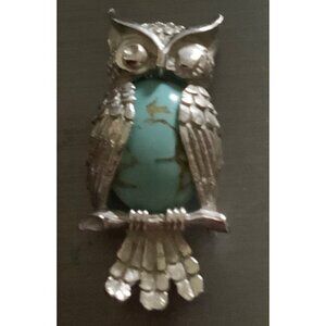 Turquoise Owl Wisdom Pin Brooch
